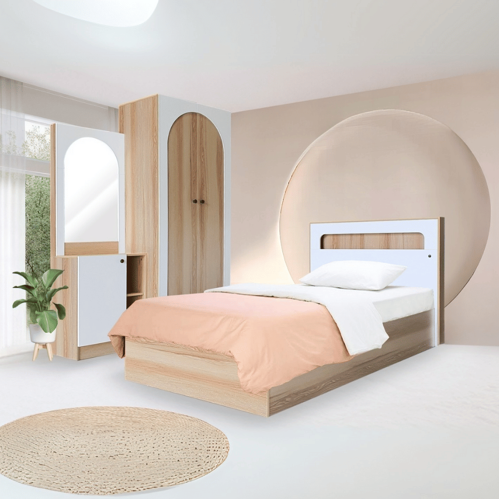 ชุดห้องนอน 3.5 ฟุต WISDOM DESIGN FURNITURE รุ่น ARISTA 1 สี แอช/ขาว